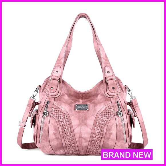 Washed PU Leather Tote Bag Hobo Shoulder Satchel Multifunctional Chic